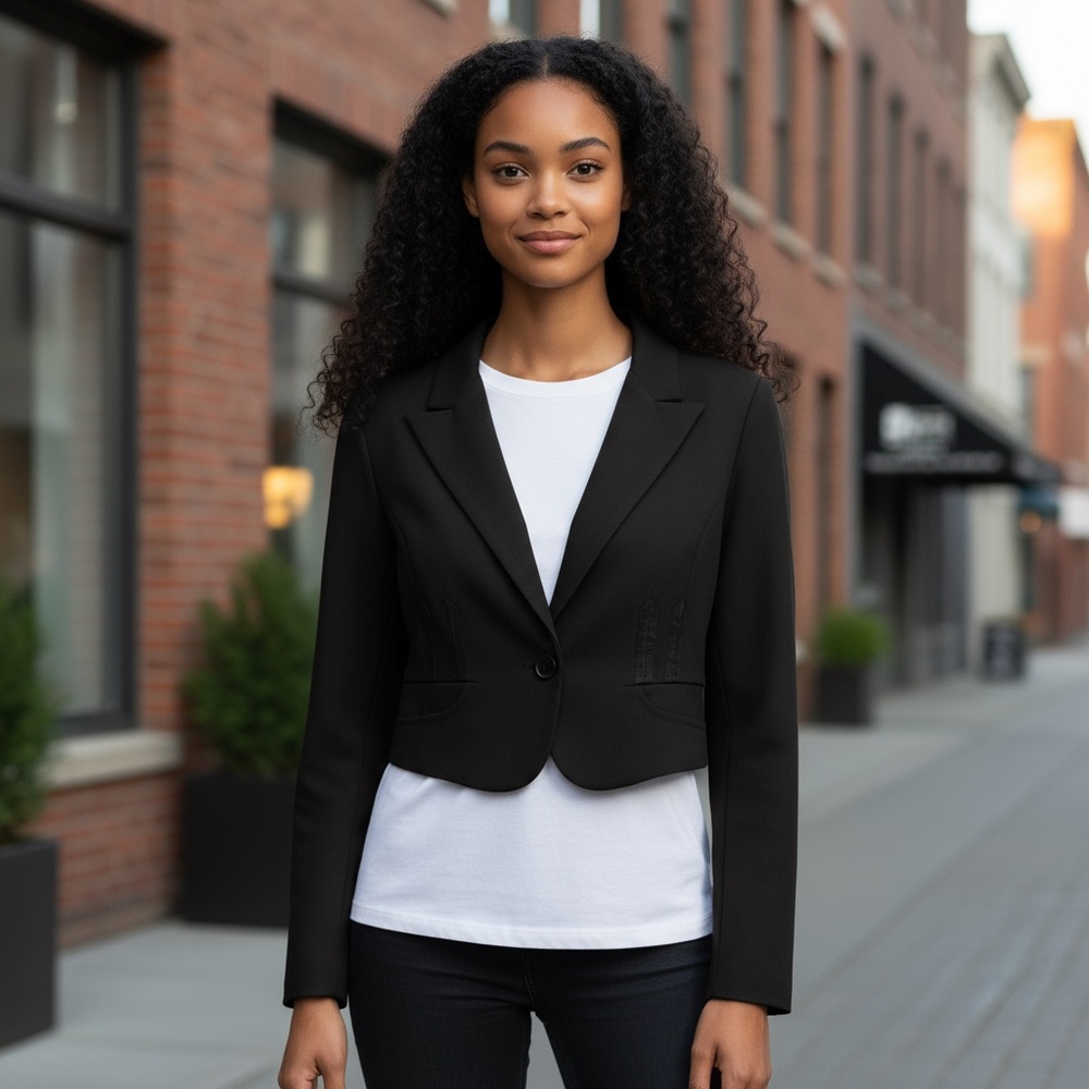 ❤️ Tahari Fitted Black Military Style Blazer